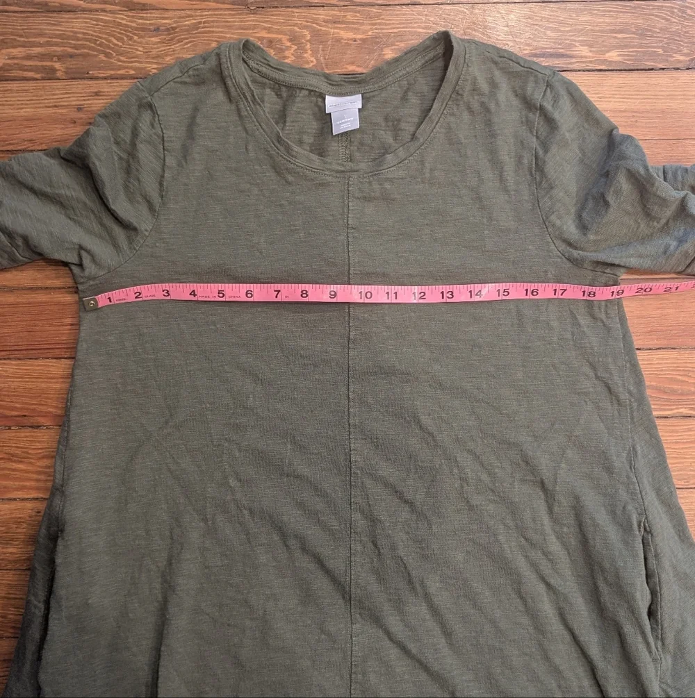 Chico's Cotton Blend Mid Length Casual Dress Olive Green - Picture 8 of 9
